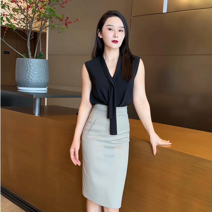 JIA SHI 无袖小众衬衣女春夏秋百搭时尚气质高级显瘦衬衣-SC086