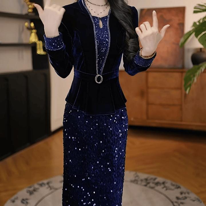 C347【连衣裙】2025冬季新款时尚高端轻奢优雅气质加厚保暖连衣裙