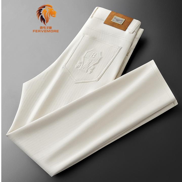 Fervemore费韦戈摩秋冬老钱风加厚提花简约修身商务直筒休闲男裤