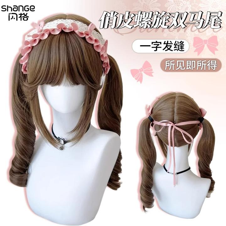 闪格假发女长发日常cos双马尾Lolita二次元少萝甜妹罗马卷全头套