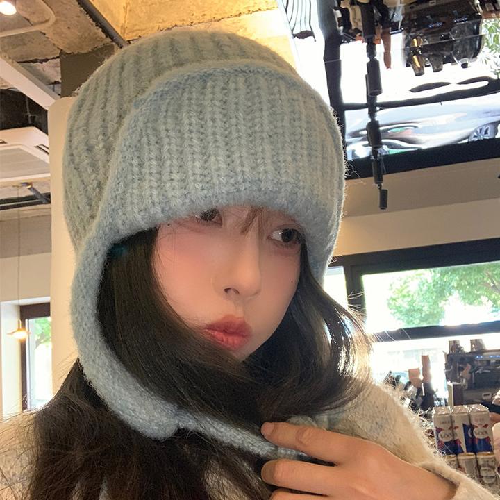 针织毛线帽女款2025秋冬季护耳飞行帽保暖百搭显脸小滑雪雷锋帽子