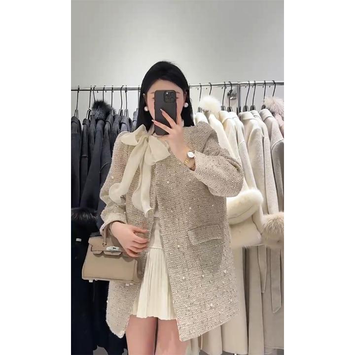 2025春季新款小香风高级感外套女时尚气质修身打底衫百褶半身裙