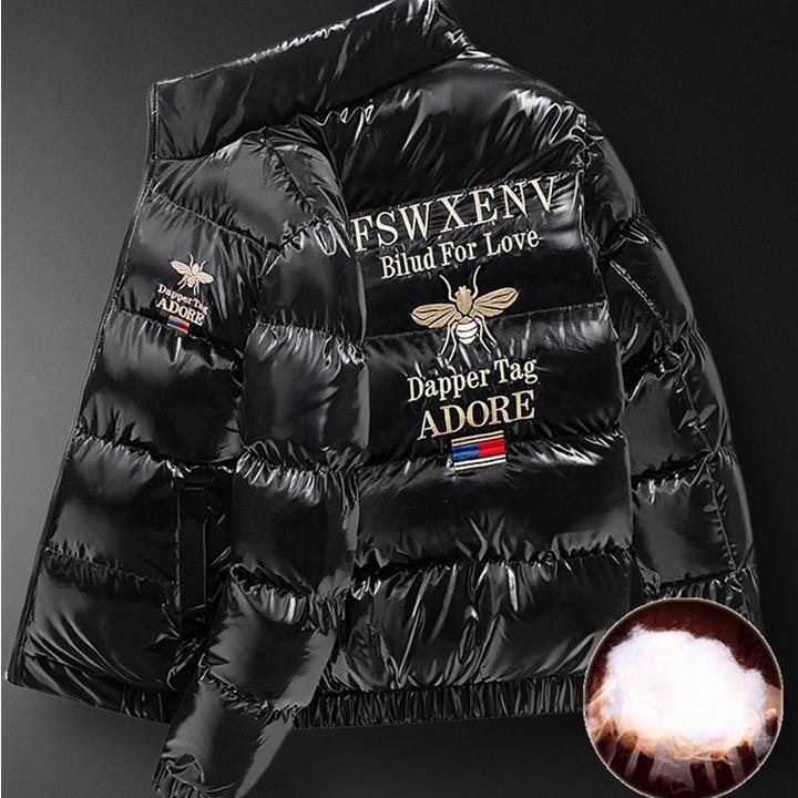 高端新品冬季棉衣男士欧洲站小蜜蜂刺绣韩版休闲潮牌棉袄外套