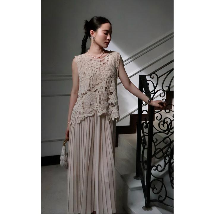 HELA AOMI“高端局”艺术感绣花编织不规则镂空连衣裙CY5BB72660