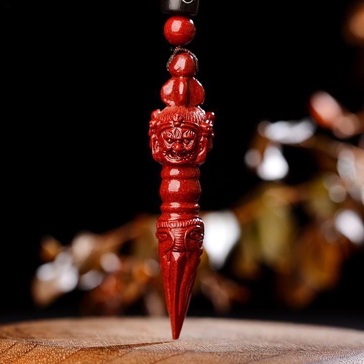 含辰砂工艺品朱砂降魔杵金刚杵吊坠紫金砂项链挂件随身护身钥匙扣