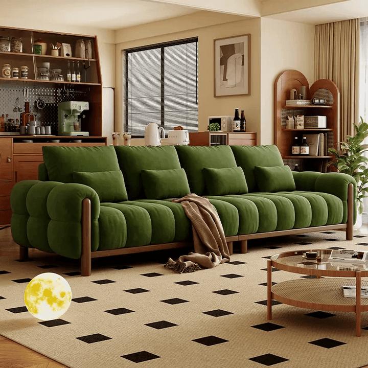 法式复古风原木云感绒云朵沙发小户型中古风钢琴键直排布艺沙发