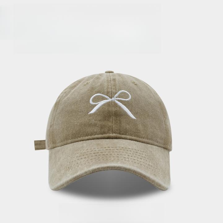 新款帽子春夏女百搭蝴蝶结棒球帽韩版显脸小大头围水洗牛仔鸭舌帽