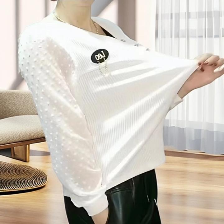 新款女士时尚长袖百搭气质显瘦网红春秋打底衫白色夏季小衫省钱风