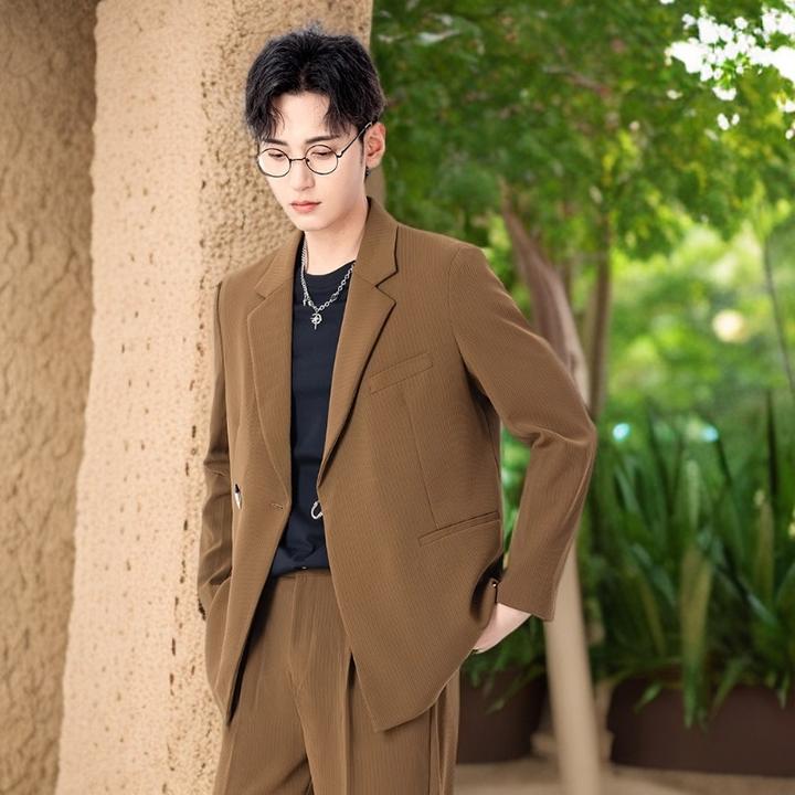 DIIIVERGOM春秋西服套装戗驳领轻奢西装纯色秋季商务韩版