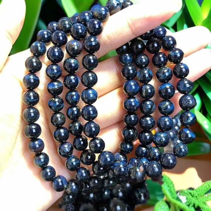 馆藏级特级星际蓝琥珀108满蓝蜡浓8+佛珠男女同款饰品多圈