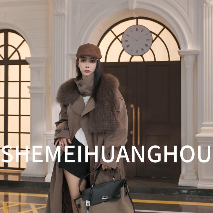 （冬日之恋）原创设计师狐狸毛皮草白鹅绒长款冬新款鹅绒外套25118