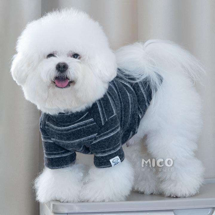 新款宠物狗衣服加绒加厚保暖条纹狗T恤小型犬猫衣服比熊雪纳瑞