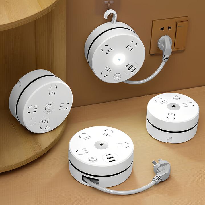 长度可收纳多功能USB插座面板多孔插排带线接线板插线板电源插座