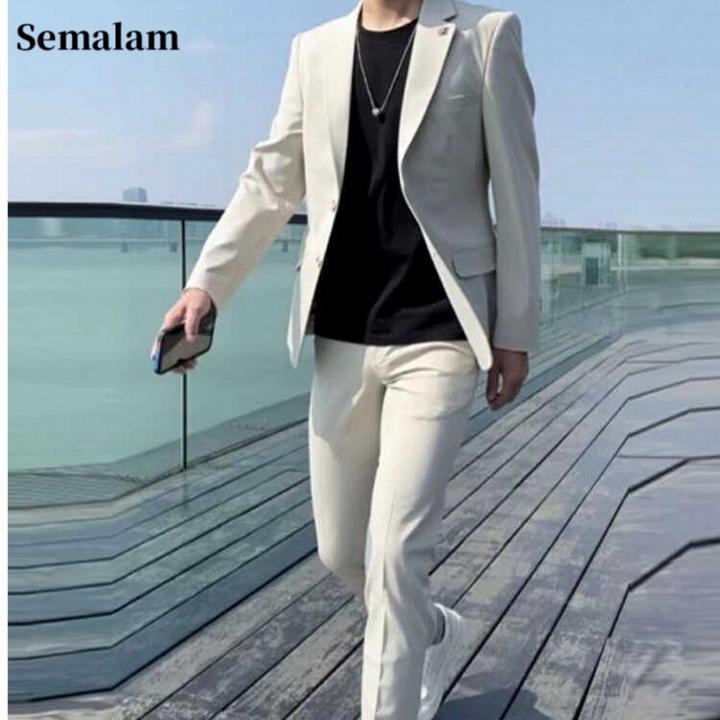 Semalam春秋季西服男士韩版礼服外套商务正装西装两件套夹克男装