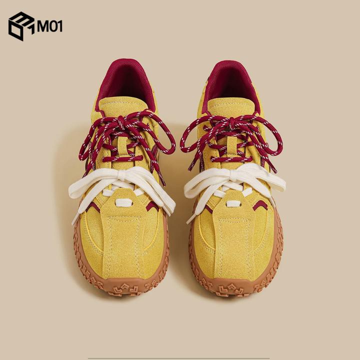 M01秋季新款厚底双鞋带老爹鞋女黄色轮胎阿甘潮鞋运动松糕德训鞋