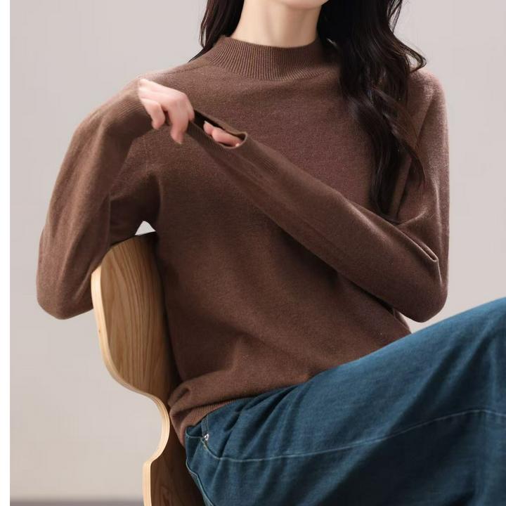 一线成衣无缝半高领羊毛针织女宽松套头打底衫13103