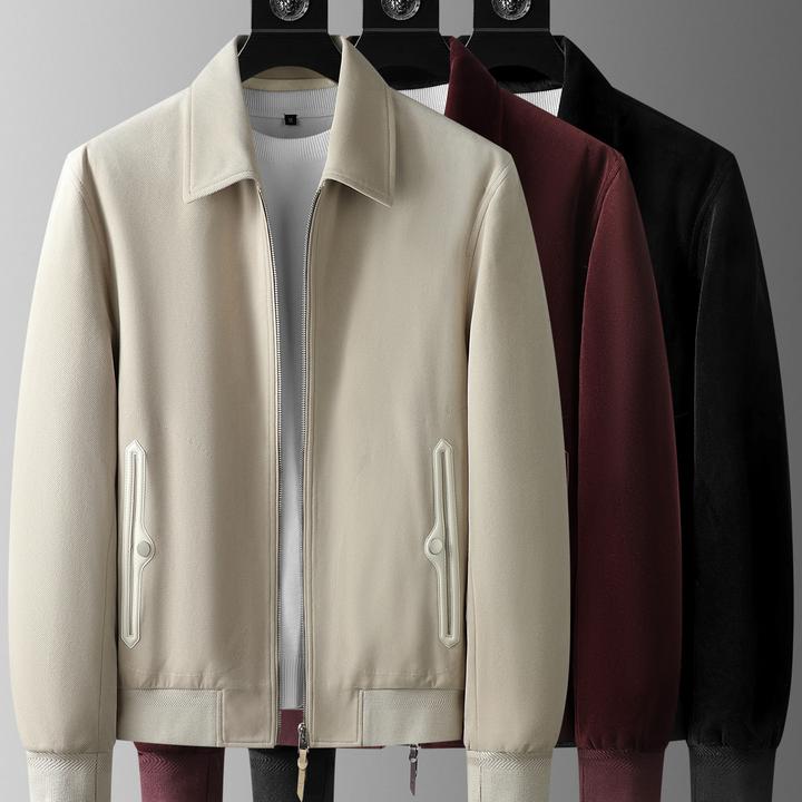 冬季极简翻领高品质时尚细绒羽绒服男士休闲商务短款拉链夹克外套