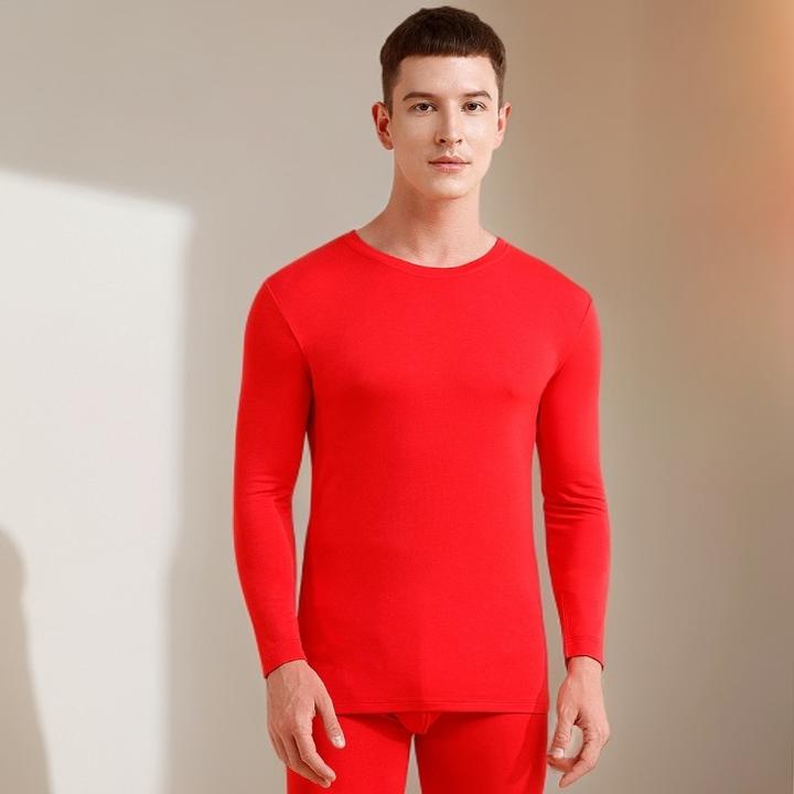 秋冬薄款圆领男士双面莫代尔保暖套装恒温保暖修身打底衫男士套装