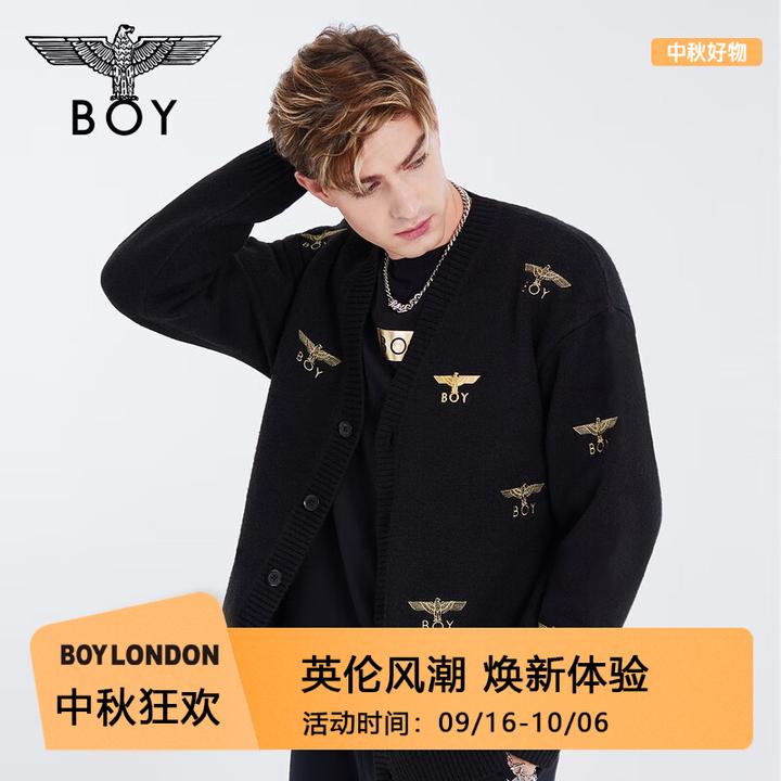 【贵公子】BOYLONDON流光风情侣老鹰满印潮牌休闲针织开衫N64903