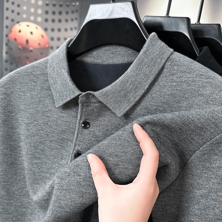 【保暖】冬季加绒加厚一体绒男士高品质翻领打底衫毛衣百搭针织衫