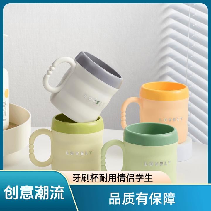 高颜值加厚洗漱口杯北欧风竹节牙刷杯防摔耐用情侣学生牙缸Q793
