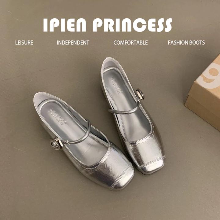 法式高级感玛丽珍鞋女2025春季新款软底平底仙女风百搭银色单鞋女