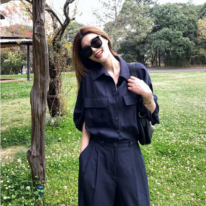 2025夏季新款时尚套装气质显瘦洋气休闲百搭外穿衬衫宽松阔腿长裤