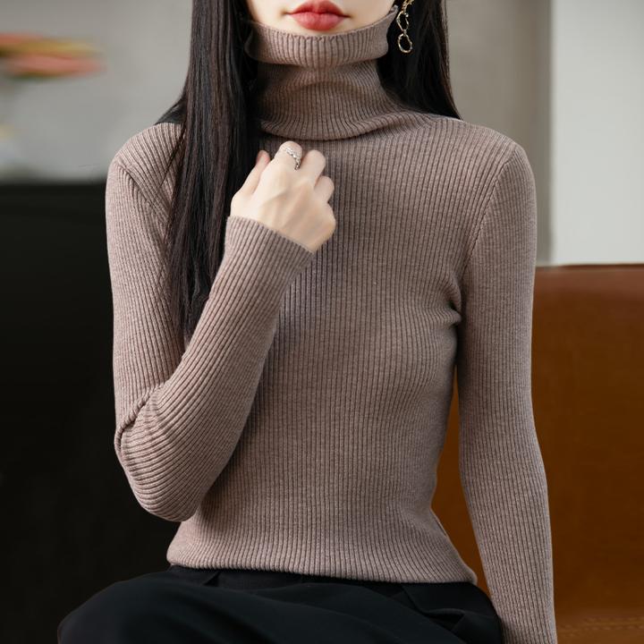 大码女装抗条针织打底衫上衣秋冬2025新款宽松高领百搭韩版毛衣女