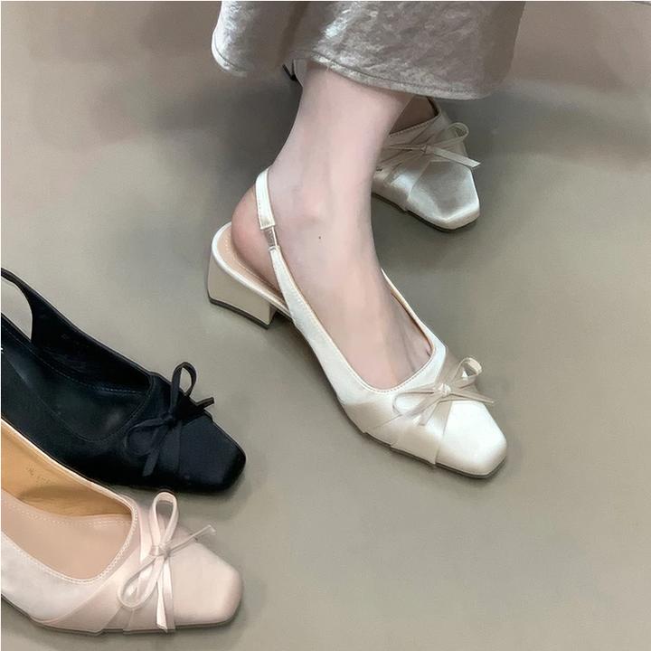 方头包头凉鞋百搭女鞋子2025春夏季新款法式浅口配裙子气质单鞋