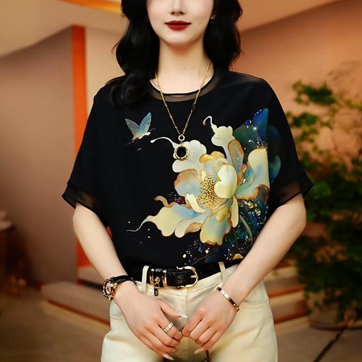 【贵妇装】原创【幽衣花韵】花卉蝴蝶图案设计打造高端气质百搭上衣