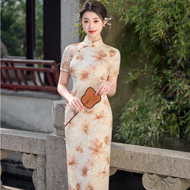 125长款气质修身港风日常年轻优雅旗袍 长约120cm