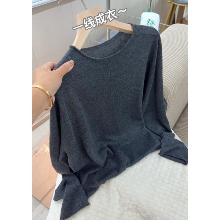 3344【一线成衣卷边针织衫】巨百搭秋冬新款女士薄款上衣