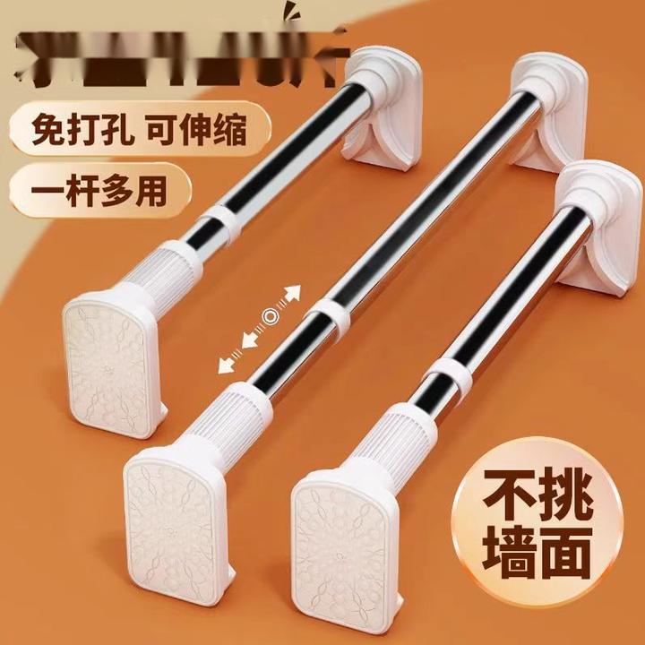 免打孔晾衣杆窗帘杆伸缩杆衣柜挂衣杆收缩浴帘杆不锈钢阳台撑杆子
