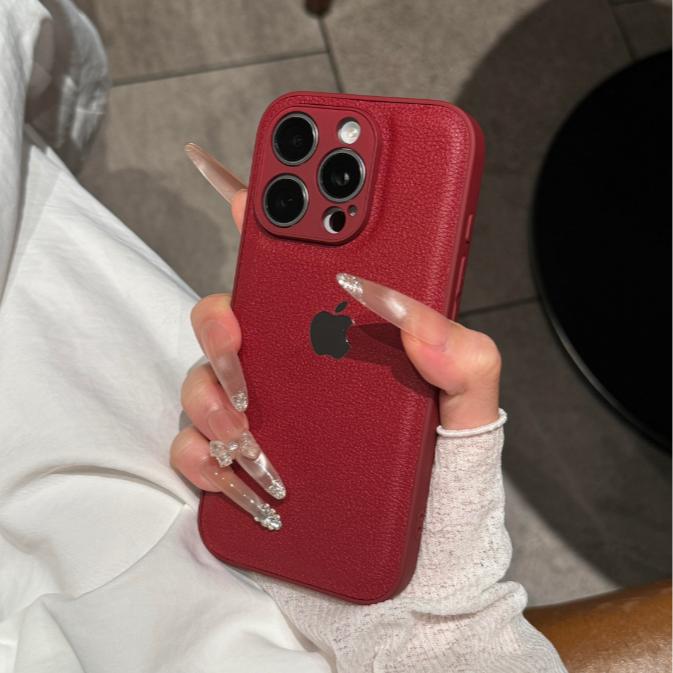 高颜值秋冬荔枝皮纹适用苹果17promax手机壳iPhone16防摔15/14/13