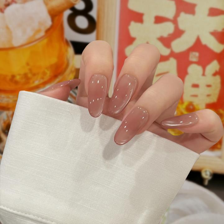 【紫玥柔光】手工定制拆卸穿戴甲裸色纯欲显白新款猫眼美甲穿戴甲片