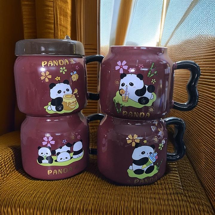 卡通动物陶瓷马克杯可爱高颜值带盖水杯家用喝水咖啡杯