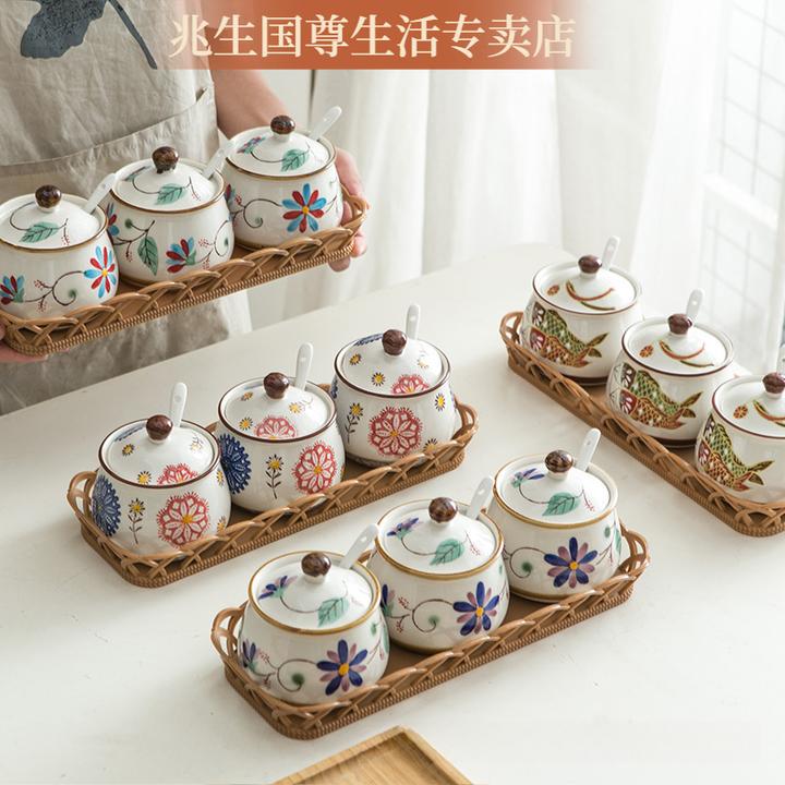 陶瓷调味罐调料盒创意盐罐调料盒组合套装收纳罐家居厨房用品