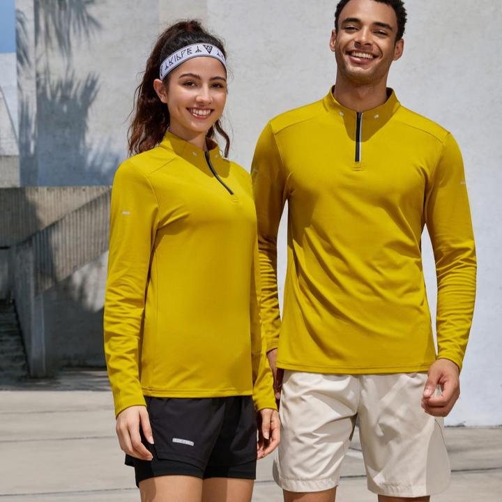 跑步健身半拉链运动风运动速干长袖修身针织立领透气户外秋冬