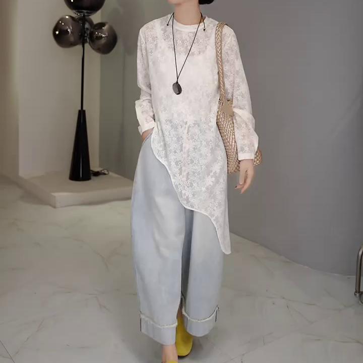 2025春季新款时尚显瘦气质女士网红休闲宽松裤子两件套百搭D6121