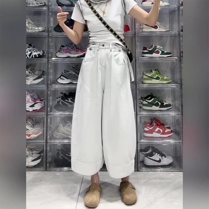 设计感阔腿九分裤女春季新款胖mm梨形身材宽松显瘦遮胯百搭气球裤