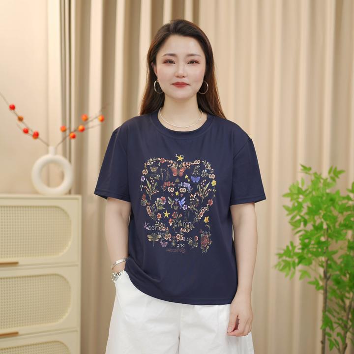 中老年人妈妈装夏装休闲女装时尚宽松女士短袖上衣2025年新款T恤