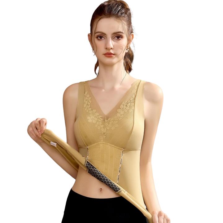 秋冬薄款黑金保暖背心修身显瘦一体式性感免穿内衣亲肤文胸打底女