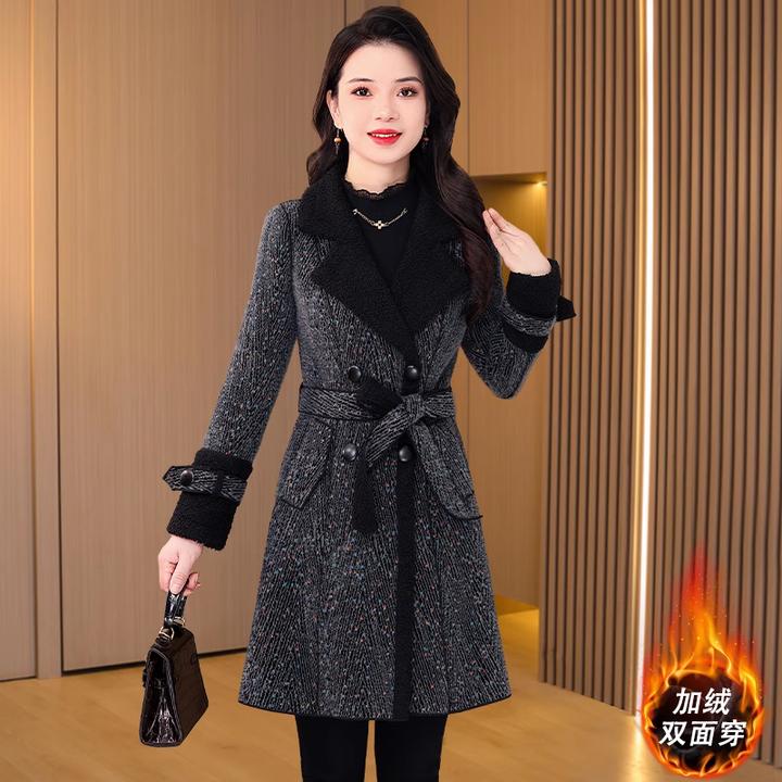【两面穿】22446冬季新款优雅气质休闲时尚大气修身加厚保暖外套