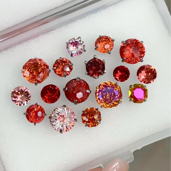 钛钢耳饰 红晕夜歌 RINGRING商店红色锆石钛钢耳钉爆闪耳骨钉