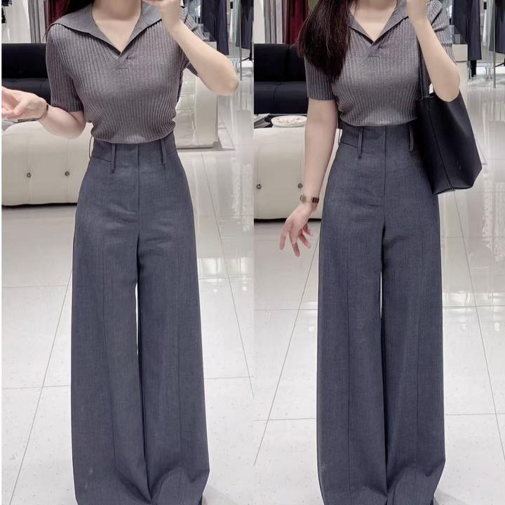 休闲裤-迪家同款通勤百搭阔腿西装裤Y6208