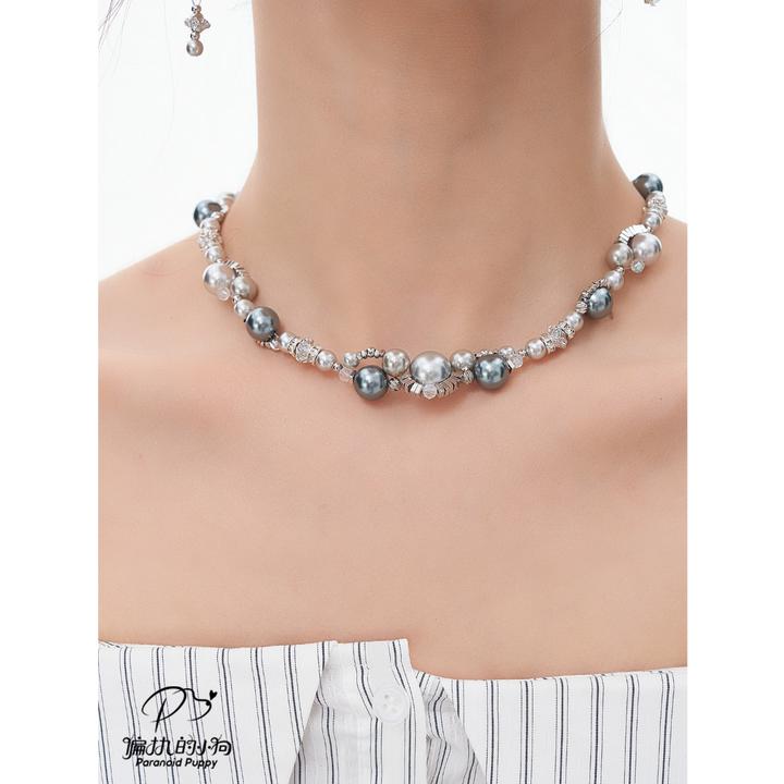 铜合金合成锆石项链 东京限定·烬绫珍珠项链小众甜酷辣妹风choker