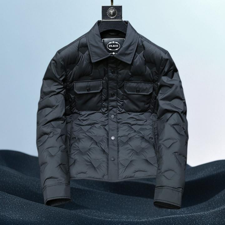 巴赛娜缇潮牌休闲百搭衬衫领羽绒服男士秋冬季新款轻薄保暖外套男