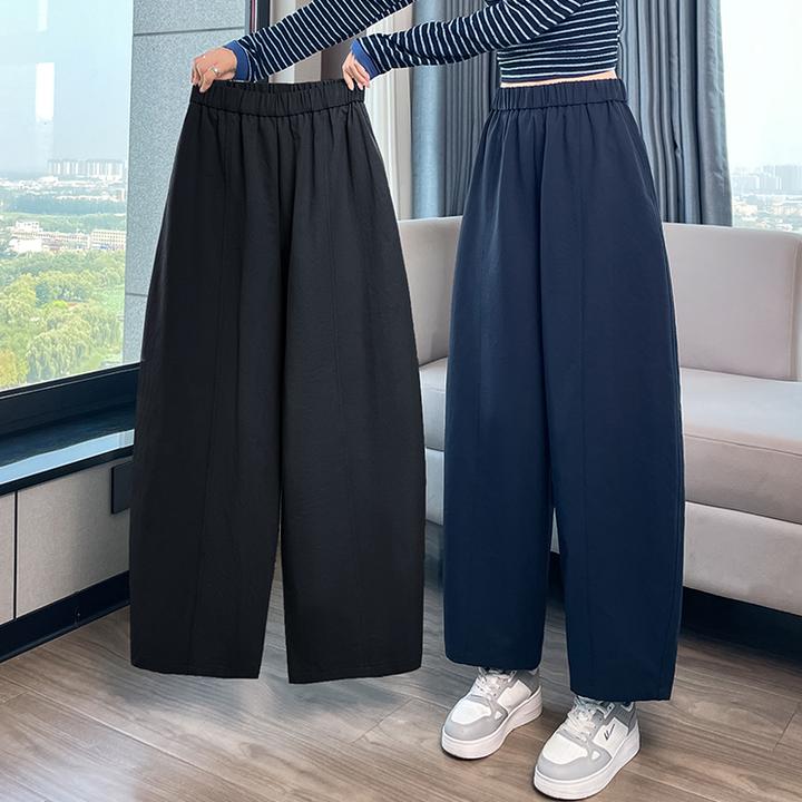 九分阔腿裤女春秋直筒休闲大码胖mm高腰垂感显瘦小个子宽松萝卜裤