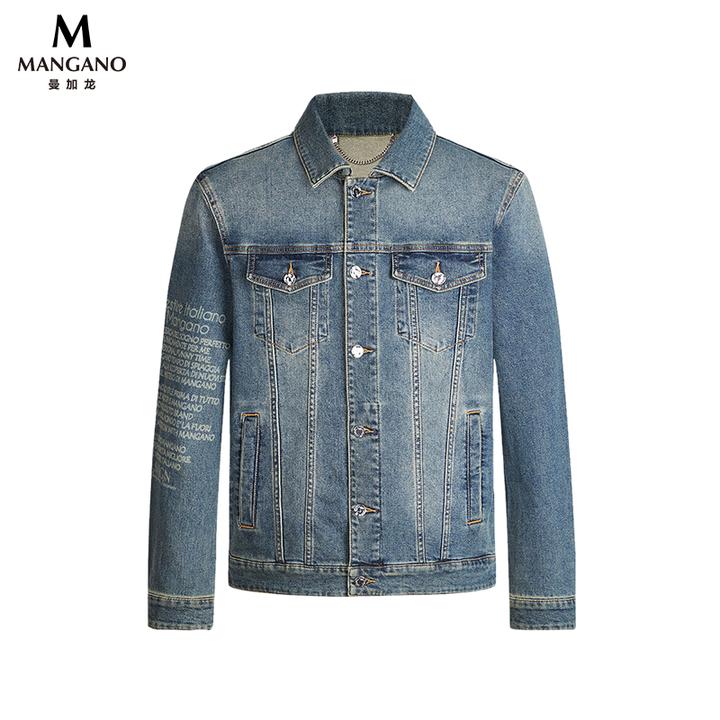 曼加龙25春季潮流休闲男生高级翻领痞帅洋气高贵上衣牛仔夹克2116