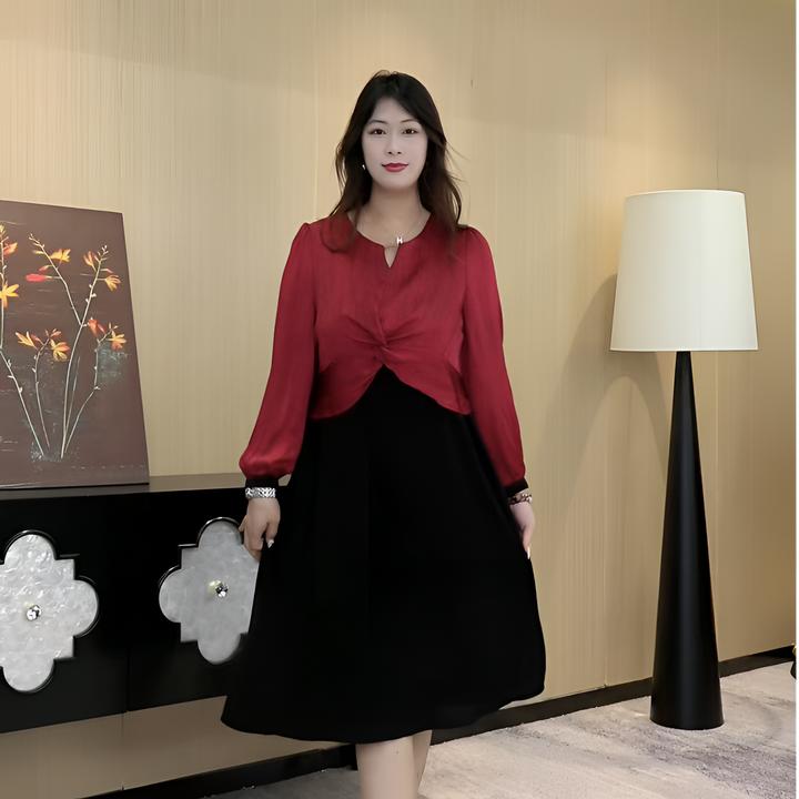 2025秋季大码新款女装气质裙显瘦洋气宽松中长款时尚连衣裙ZB6205